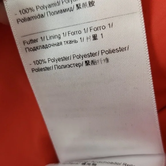 Rare ESCADA Puffer Down Filled Full Zip Jacket Lipstick Print Fur Hood Size 42 Puffers